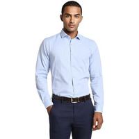 Peter England Men's Micro-Checkered Formal Slim Fit Full Sleeve Shirt Blue