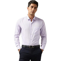 Peter England Men's Solid Textured Slim Fit Premium 100% Cotton Formal Shirt Premium Twill Weave With 2-Ply Cotton Lilac