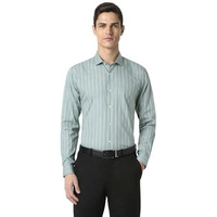 Peter England Men's Striped Slim Fit Shirt (Pesfwslpw47328_Green 39)