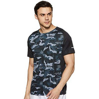 Van Heusen Athleisure Men's Printed Regular Fit Quick Dry Gym T-Shirt (61003_Black Print Xl)
