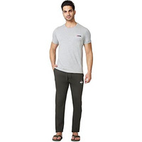 Van Heusen Men Regular Fit Trackpants - 100% Combed Cotton - Drawstring Waist, Functional Pockets_57041_Moss Green_L