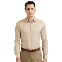 Van Heusen Men's Cotton Checkered Slim Fit Shirt (Vhsfrslbr46677_Beige 42)