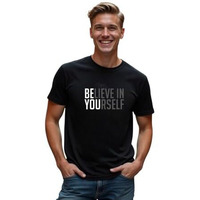 Nobero Men's Letter Print Regular Fit T-Shirt (1M-Twts-C0218-Bl_Black L)