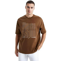 Nobero Men's Cotton Graphic Print Oversized Fit T-Shirt (1M-Twrt-C0773-Ns_Brown