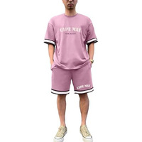 Nobero Men Oversized Printed Coord Set(1M-Lwcs-R0180-Mu4_Mauve_L)