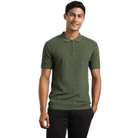 Nobero Men's Self Design Regular Fit Polo Shirt (1M-Twpo-R0014_Olive Green