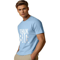 Nobero Men's Graphic Print Regular Fit T-Shirt (1M-Twts-C0561-Ns_Powder Blue