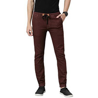 Urbano Fashion Men's Brown Slim Fit Washed Jogger Jeans Stretchable (Eps700Jogger-Brown-40)