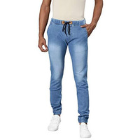 Urbano Fashion Men's Light Blue Slim Fit Washed Jogger Jeans Stretchable (Hpsjoggerkhathr-Lblue-36)