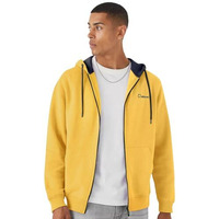 Urbano Fashion Men's Yellow, Navy Cotton Zippered Hooded Sweatshirt (Jakt-Solconhd-Yellownav-Xl)
