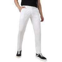 Urbano Fashion Men's White Cotton Light Weight Non-Stretch Slim Fit Casual Trousers (Epnchino-29-White-32)