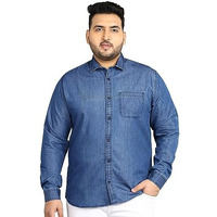 Urbano Plus Men's Light Blue Denim Full Sleeve Regular Fit Washed Casual Shirt (Plusshirtnvdnp-15-Lblue-50)