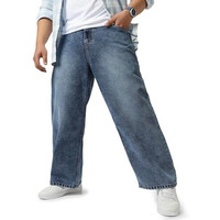 Urbano Plus Men's Blue Loose Baggy Fit Washed Jeans Non-Stretchable (Plusjeanlstowlp-Mblue-40)