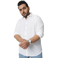 Urbano Plus Men's White Cotton Full Sleeve Regular Fit Textured Shirt With Spread Collar (Plusshirtsmocregfsp-06-White-3Xl)