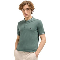 The Bear House Pastel Green Solid Ribbed Collar With Contrast Tipping Regular Fit Polo