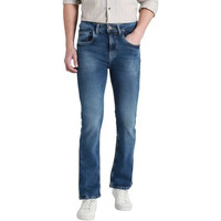 Dennis Lingo Men's Solid Loose Fit Mid Rise Casual Denim Jeans (Dark Blue, 32)