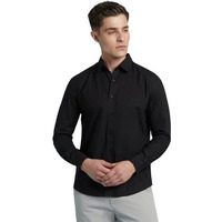 Dennis Lingo Men Cotton Regular Fit Solid Shirts Black