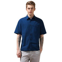 Dennis Lingo Men Relaxed Fit Teal Blue Half Sleeves Cotton Casual Shirt