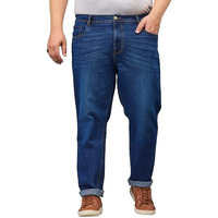 Style Quotient Men Plus Size Dark Blue Tapered Fit Mid Rise Stretchable Jeans