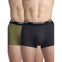 Jack And Jones Men Solid Cotton Elastane Regular Length Multicolor Low Rise Trunk (Pack Of 2)