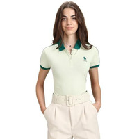 U.S. Polo Assn. Women's Contrast Detail Slim Polo Shirt (Uwaw23Tsh008_Green_Xl)