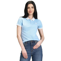 U.S. Polo Assn. Women's Striped Collar Pique Polo Shirt (Uwaw23Tsh026_Blue_M)
