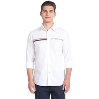 U.S. Polo Assn. Men's Striped Regular Fit Shirt (Ussht-G69_White