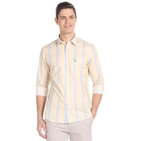 U.S. Polo Assn. Men's Striped Regular Fit Shirt (Ussht-G79_Yellow