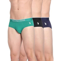 U.S. Polo Assn. Men's Cotton Stretch Antibacterial Eb004 Classic Briefs (Pack Of 3) Black | Bistro Green | Navy