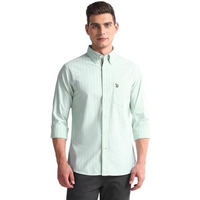 U.S. Polo Assn. Men's Cotton Striped Regular Fit Shirt (Ussht1960_Green, Xl