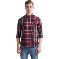 U.S. Polo Assn. Men's Checkered Regular Fit Shirt (Ussht2023_Navy And Red