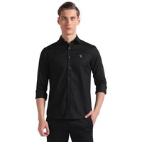 U.S. Polo Assn. Men's Woven Design Regular Fit Shirt (Usshtp0584_Black