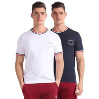 U.S. Polo Assn. Men's Cotton Solid Relaxed Fit T-Shirt (Oee01-P2_Ivory-Navy, Large