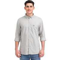 U.S. Polo Assn. Denim Co. Men's Textured Slim Fit Button Down Shirt (Udsht1301_Grey