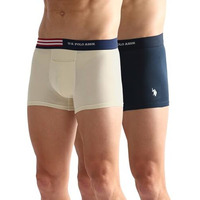 U.S. Polo Assn. Men's Cotton Blend Classic Solid Trunks (Pack Of 2) (Oet06-P2_Frozen Dew-Navy