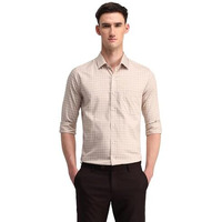 Arrow Men's Checkered Slim Fit Shirt (Araeosh1807_Brown