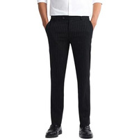 Arrow Men's Striped Tapered Fit Polyester Formal Trouser Black