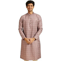 Diwas By Manyavar Men's Art Silk Printed Kurta (Dusty Pink,Xxl)