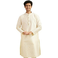 Diwas By Manyavar Men's Art Silk Self Design Kurta (Cream,Xxxl)
