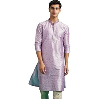 Diwas By Manyavar Men's Art Silk Thread Work Sequined Kurta (Lilac,L)