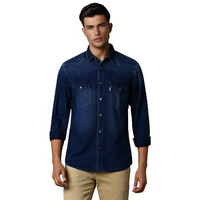 Louis Philippe Men's Cotton Solid Slim Fit Shirt (Lrsfcslfg97447_Medium Blue