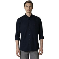 Louis Philippe Men's Solid Slim Fit Shirt (Lysfwslps56619_Medium Grey