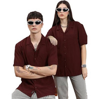 Highlander Men's Solid Loose Fit Shirt (Hlzs000097_Rust