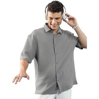 Highlander Men's Solid Loose Fit Shirt (Hlzs000148_Grey