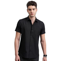Highlander Men's Solid Slim Fit Shirt (Phsh000002_Black