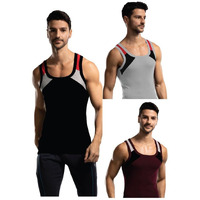 Genx Men's Super Combed Cotton Gym Vest With Sports Style (Pack Of 3) (Color May Vary) 7722-90Cm