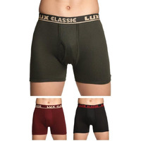 Lux Classic Men's Outer Elastic Trunks - Pack Of 3 (Color May Vary) - 110Cm | Premium 100% Cotton | Ultimate Comfort Breathable, Soft & Durable | Everyday Essential Lux Underwear Assorted