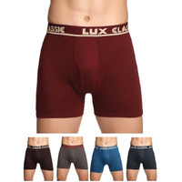 Lux Classic Men's Outer Elastic Trunks - Pack Of 5 (Color May Vary) - 90Cm | Premium 100% Cotton | Ultimate Comfort Breathable, Soft & Durable | Everyday Essential Lux Underwear Assorted