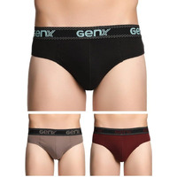 Genx Jazz Men's 100% Cotton Briefs With Comfortable Waistband(Pack Of 3)(Colors May Vary) -90Cm