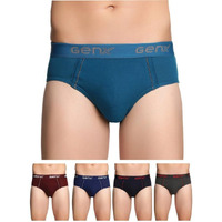 Genx Gusto Men's Brief -Stylish & Comfortable, 100% Combed Cotton Underwear(Pack Of 5)(Color May Vary) O/E-90Cm